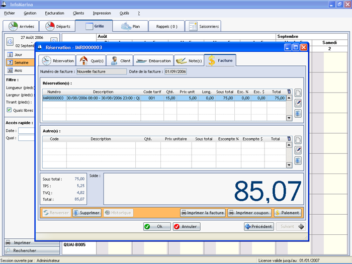 Facturation InfoMarina